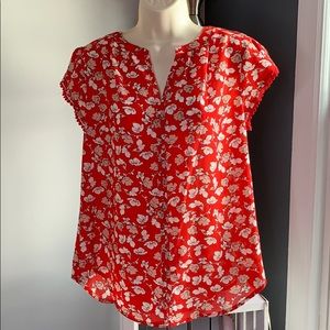 Red with white floral pattern